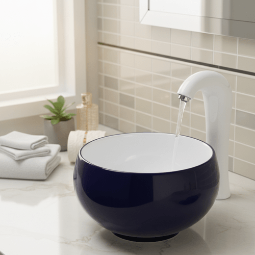 Bacha Sobre Mesada Azul y Blanca AQ21129-BL