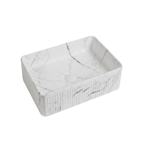 Bacha Sobre Mesada Blanca Mate Símil Mármol AQ21294-MWM