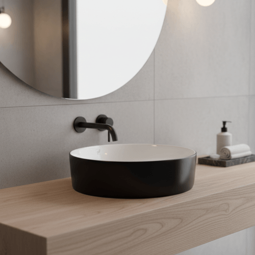 Bacha de Apoyo Axis PF Redonda Negro Satinado y Blanco 8463B-BW