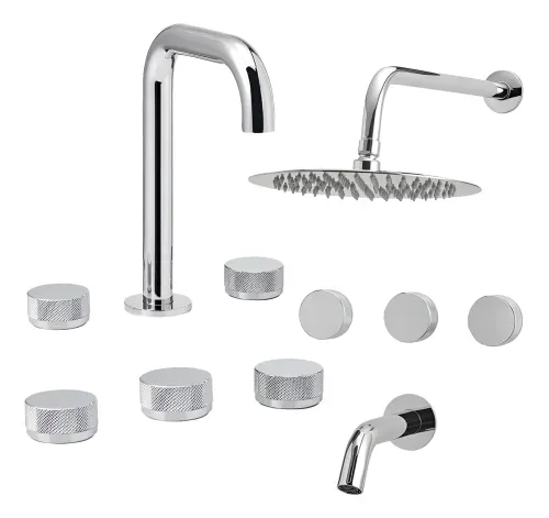 Combo Grifería Peirano Fabric Cromo Baño Completo